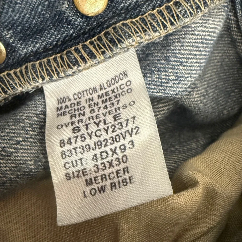 Polo Jeans Co Ralph Lauren Mercer Low Rise Straight Leg Blue Denim Jeans 33x30